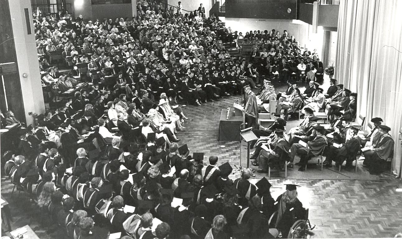 An early graduation ceremony in the Lecture Theatre Building.