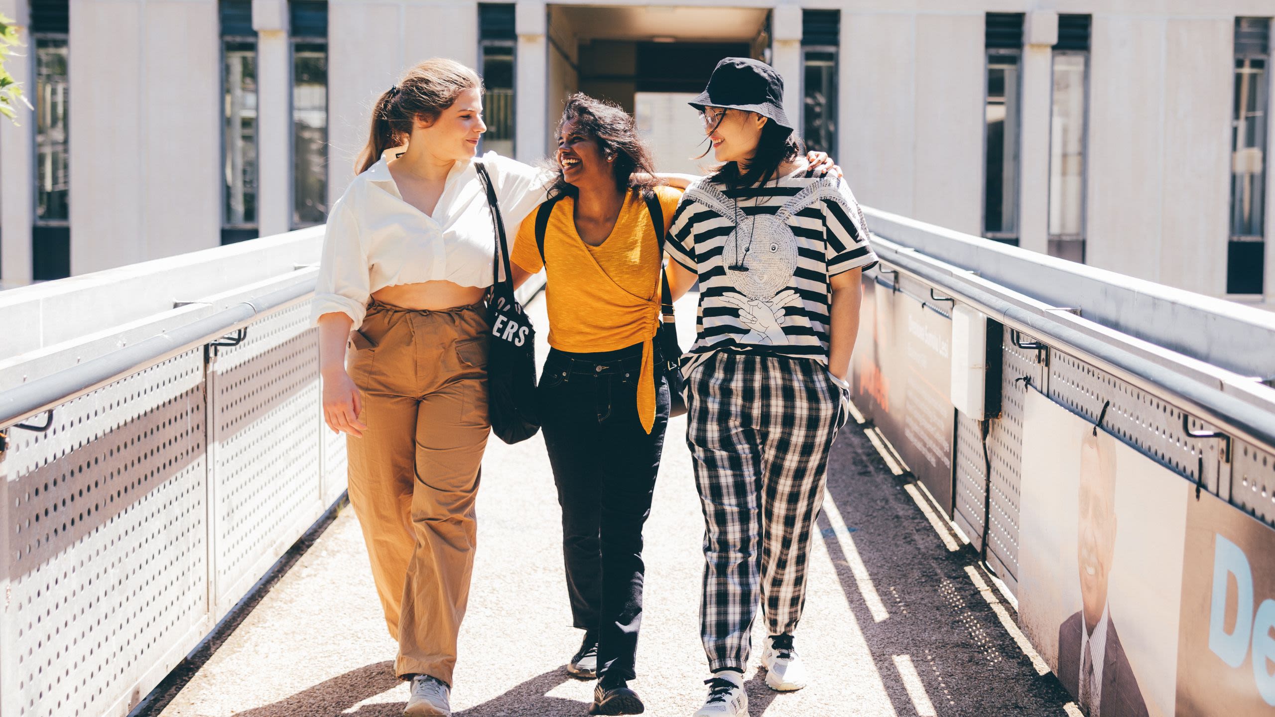 Student talking into a microphone