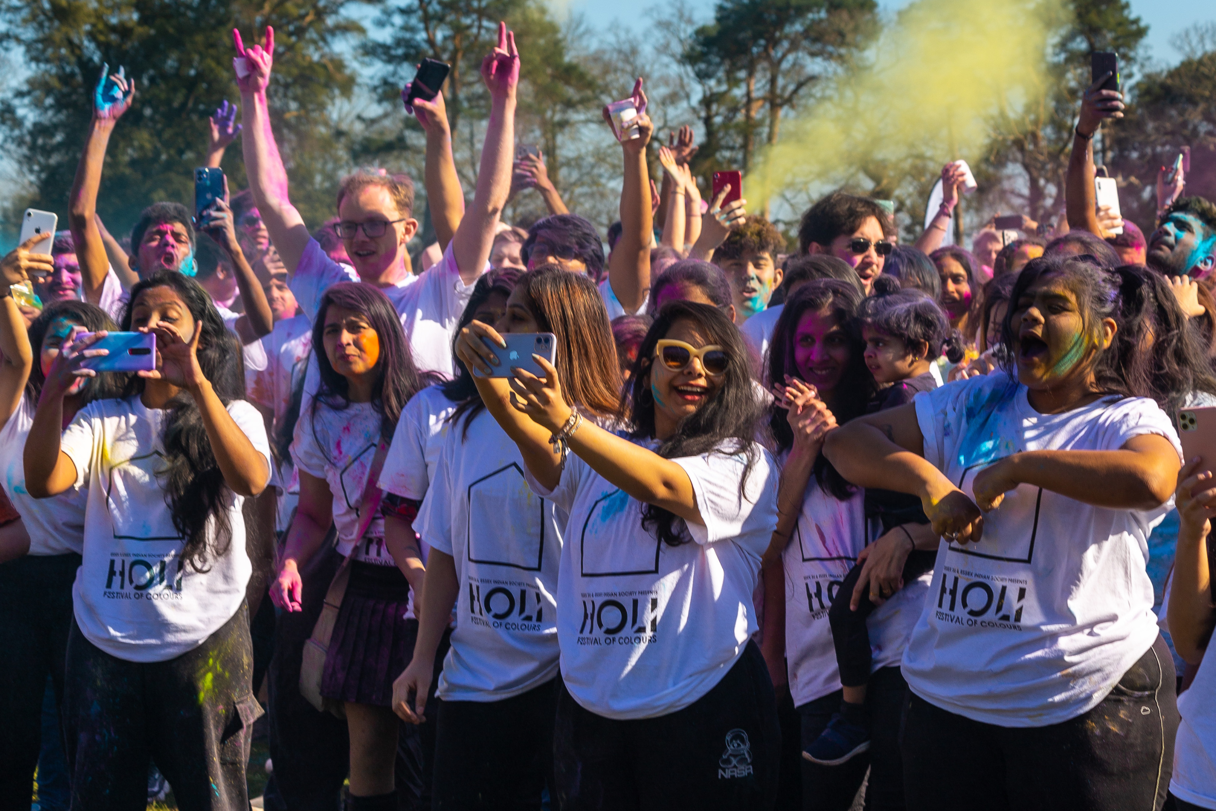Students celebrating the Holi festival