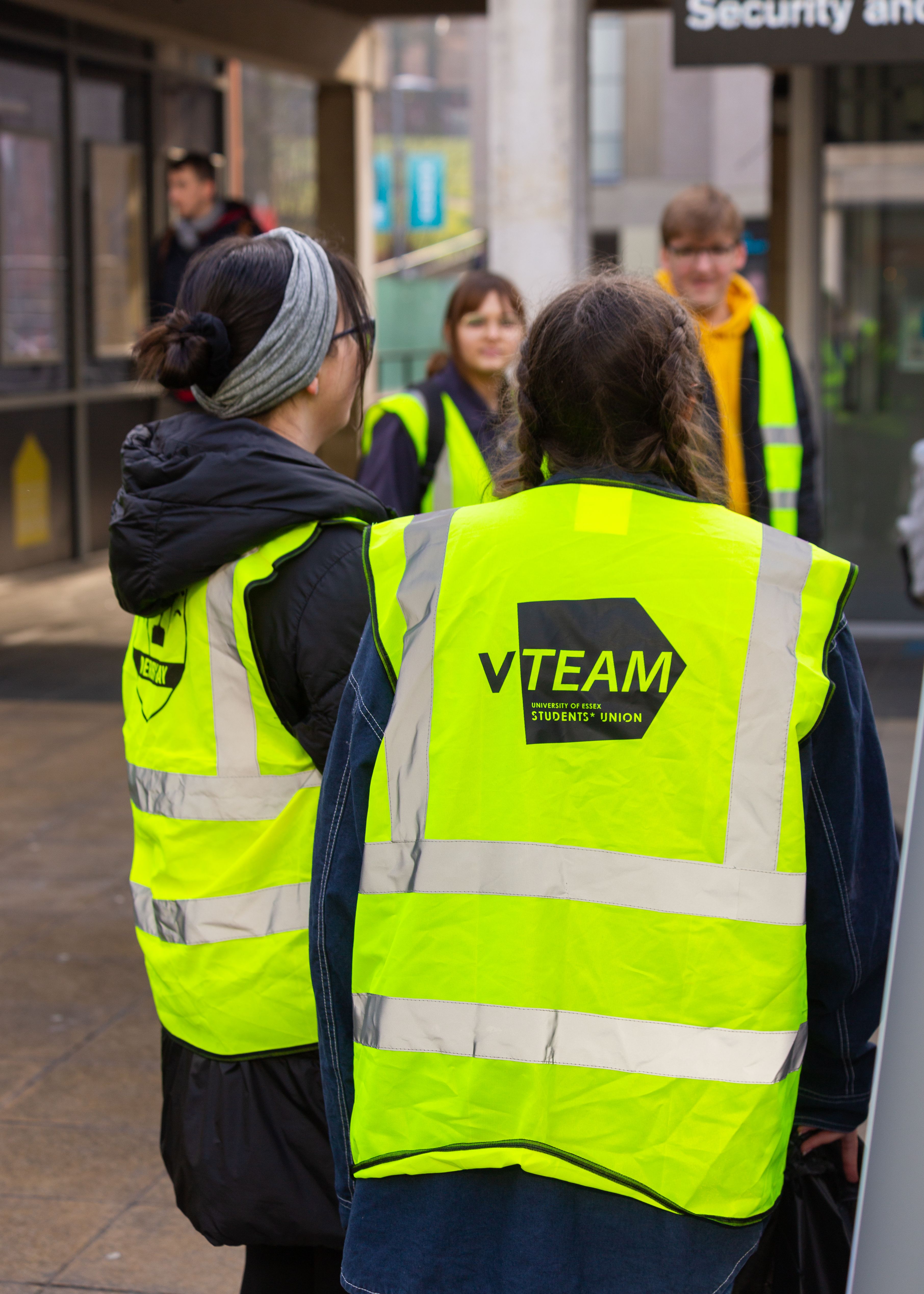 Volunteers in high vis jackets