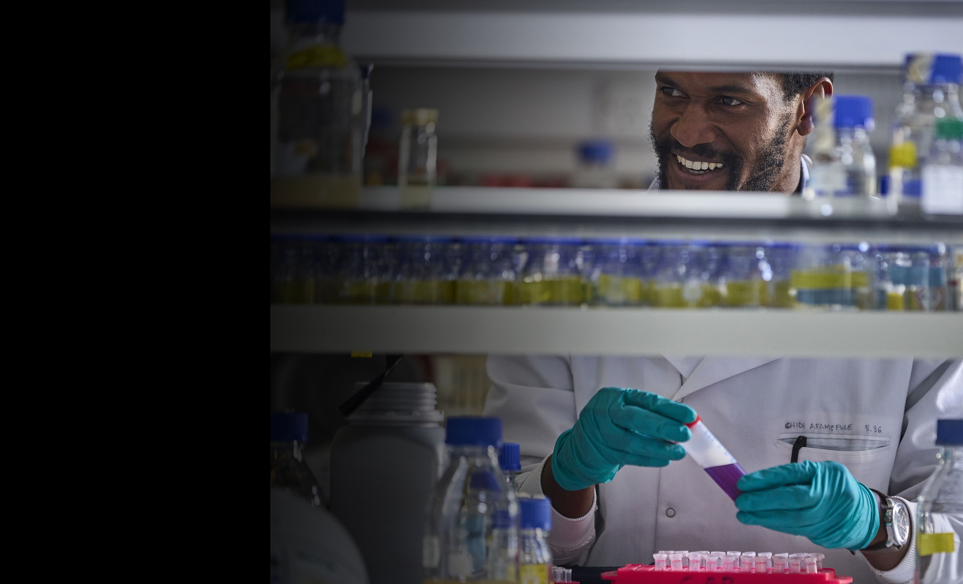 Experiments being conducted in the laboratory