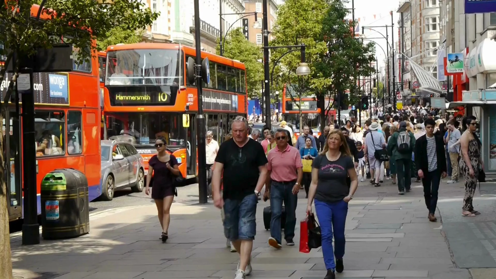 People walking down the street in London