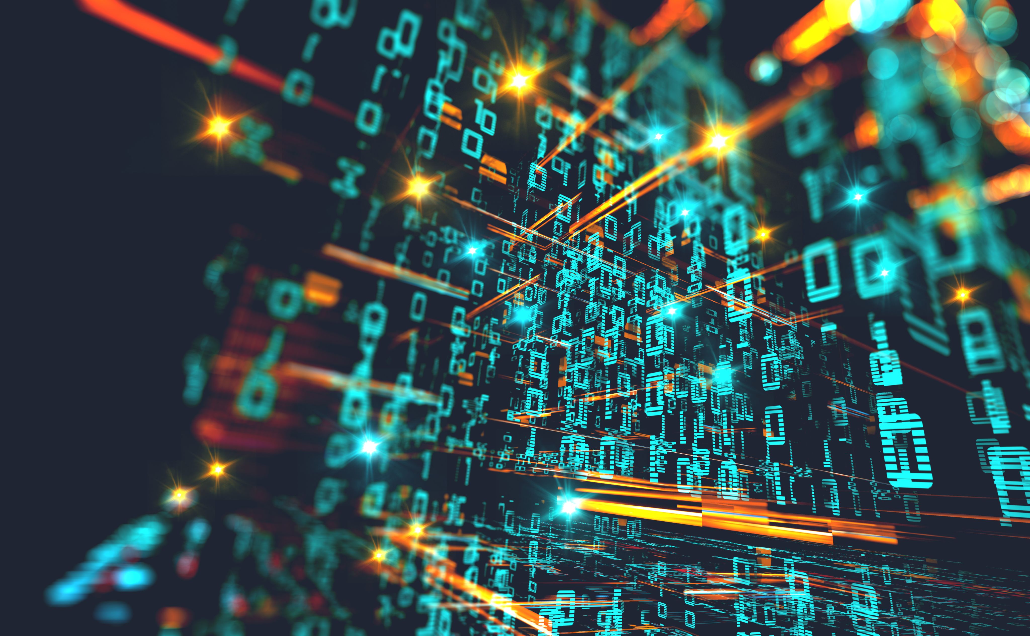 Binary code in vertical style on screen
