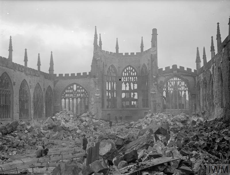 Archive photo of bomb damage at Coventry Cathedral, courtesy of the Imperial War Museum